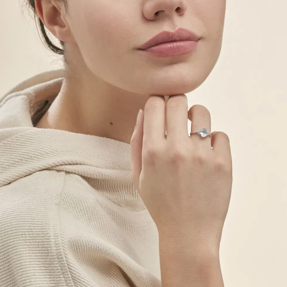 Bague Andreani Or Blanc Topaze Et Oxyde De Zirconium