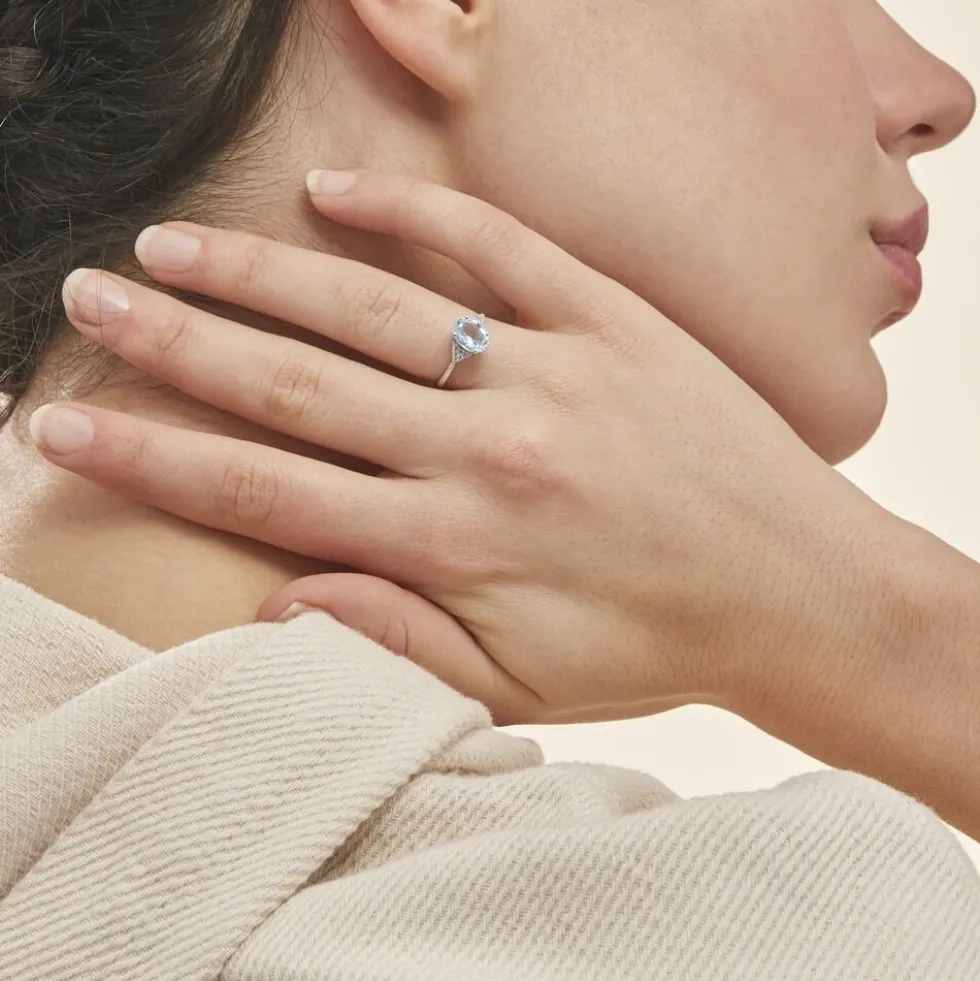 Bague Andreani Or Blanc Topaze Et Oxyde De Zirconium