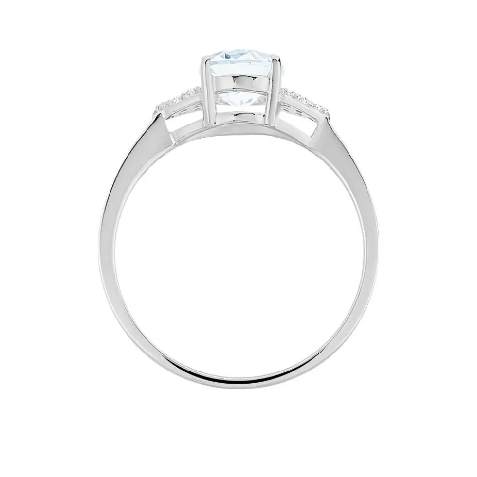 Bague Andreani Or Blanc Topaze Et Oxyde De Zirconium