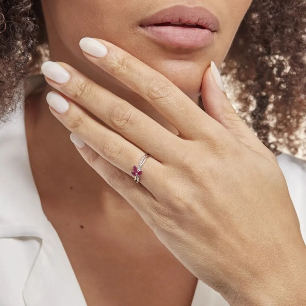 Bague Angie Or Blanc Rubis Et Diamant