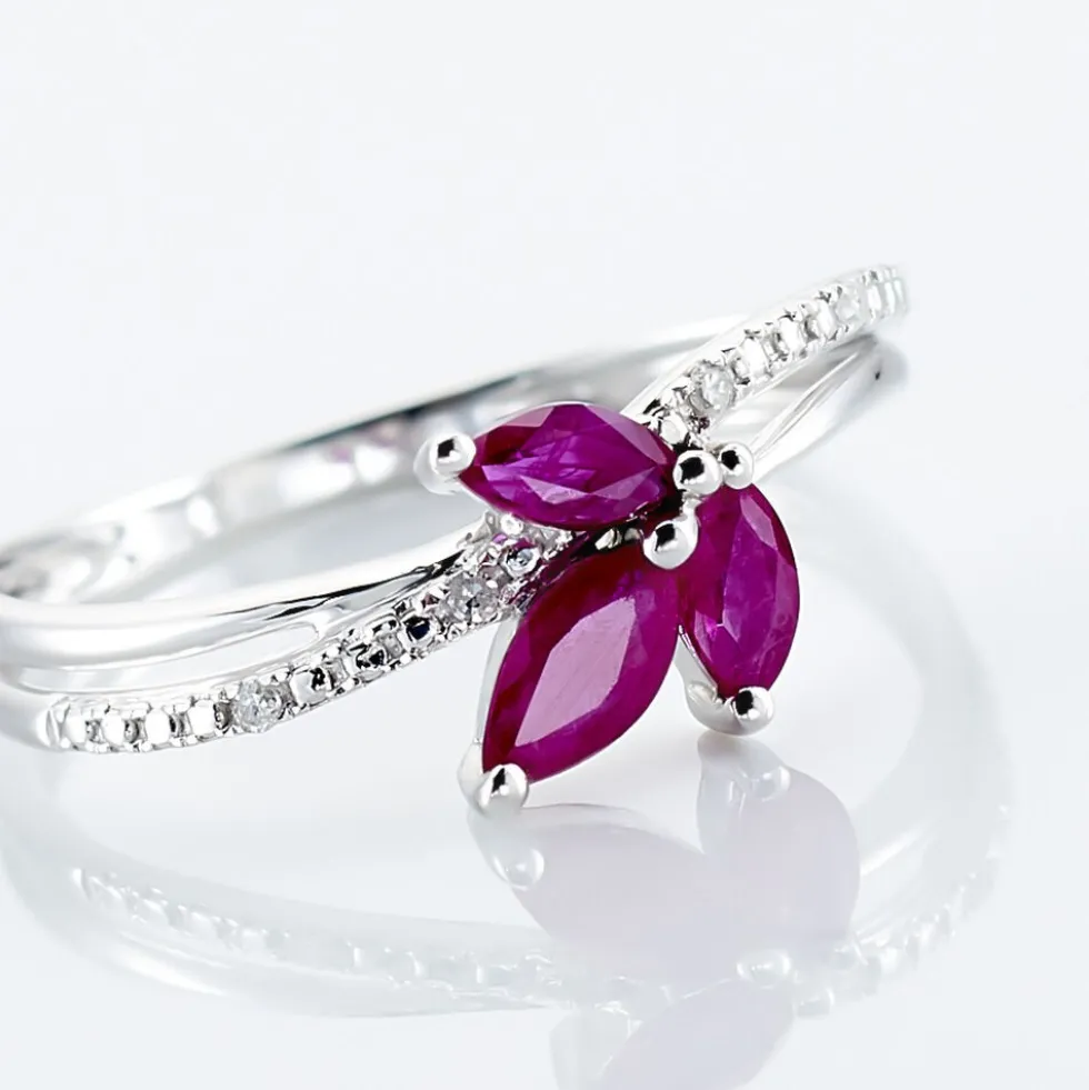 Bague Angie Or Blanc Rubis Et Diamant