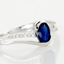 Bague Anja Or Blanc Saphir Et Diamant