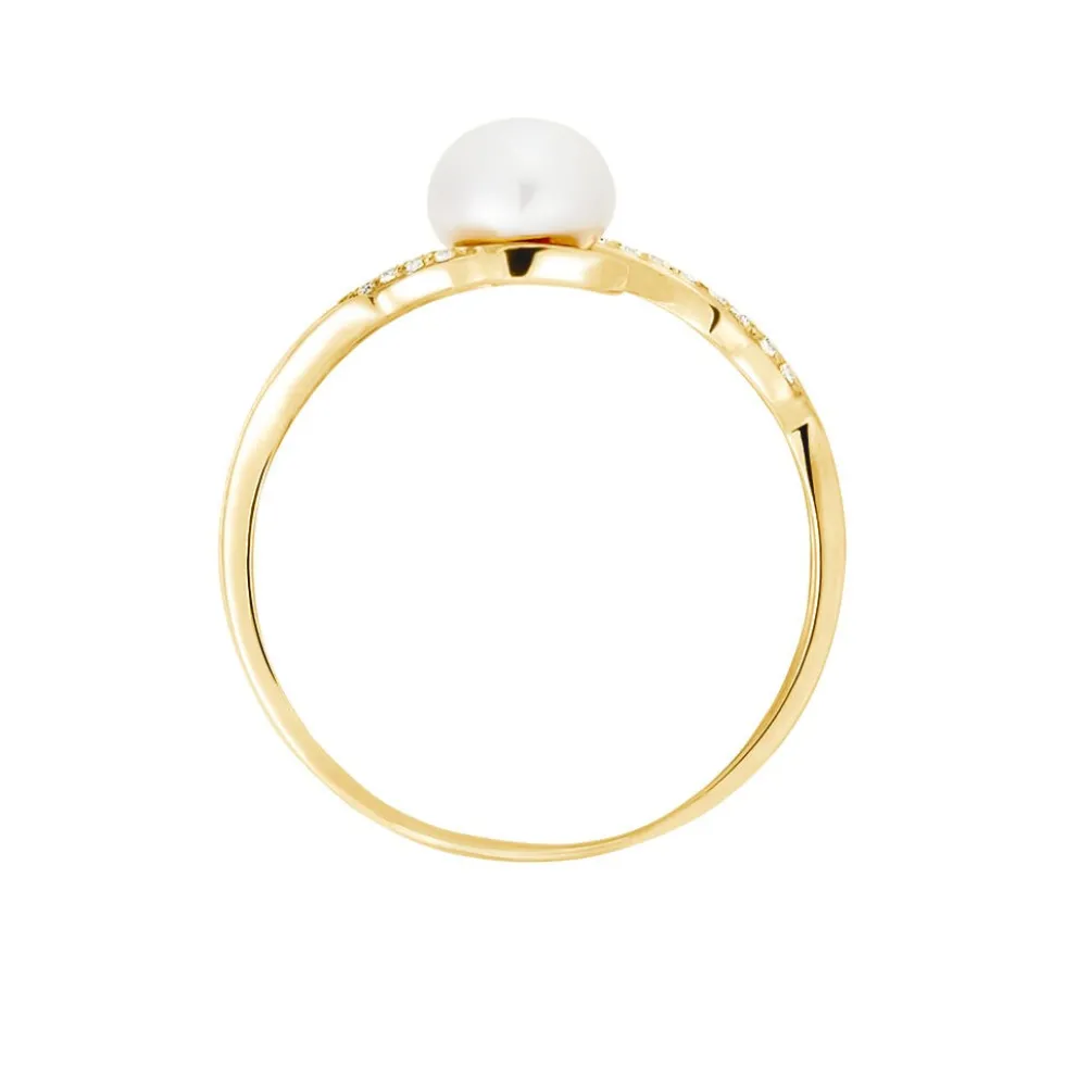 Bague Antoinette Or Jaune Perle De Culture Et Oxyde De Zirconium