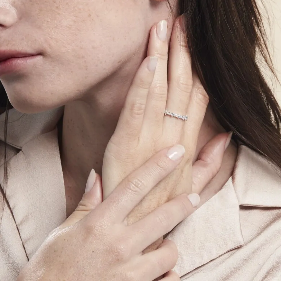 Bague Argent Blanc Eclat D'Aurore Oxydes De Zirconium