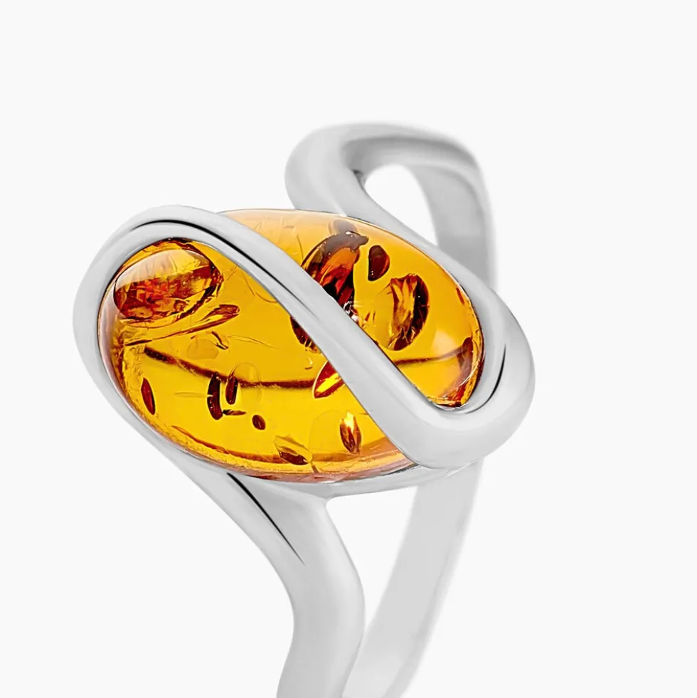 Bague Argent Blanc Leeloo Ambre