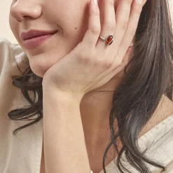Bague Argent Blanc Leeloo Ambre