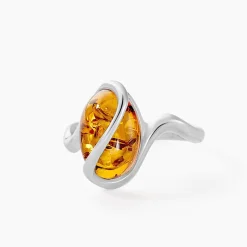 Bague Argent Blanc Leeloo Ambre