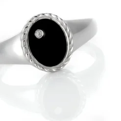 Bague Argent Blanc Lugus Email Et Oxyde De Zirconium