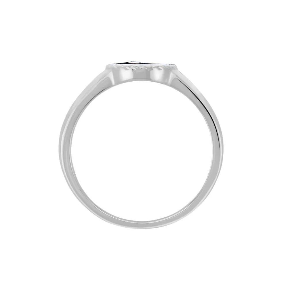 Bague Argent Blanc Lugus Email Et Oxyde De Zirconium