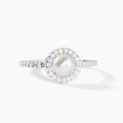 Bague Argent Blanc Suada Perle De Culture Oxyde De Zirconium