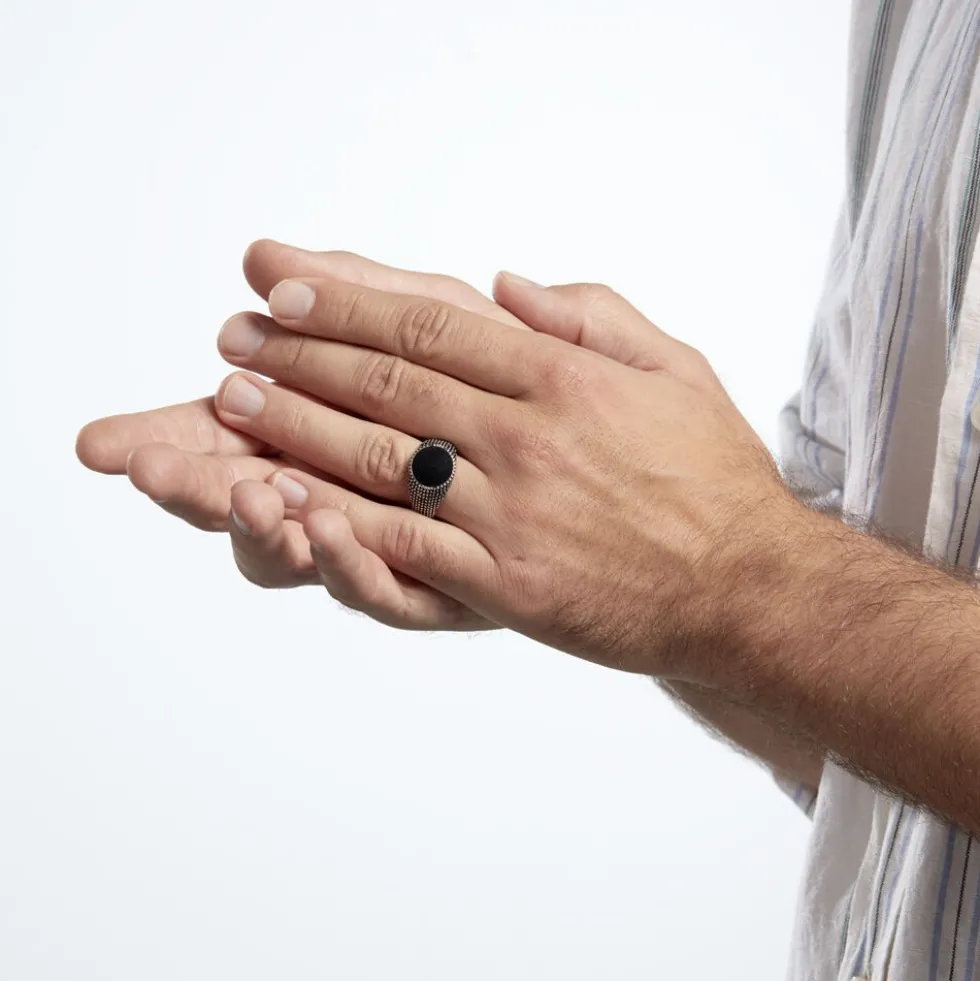 Bague Argent Blanc Tom Email Noir