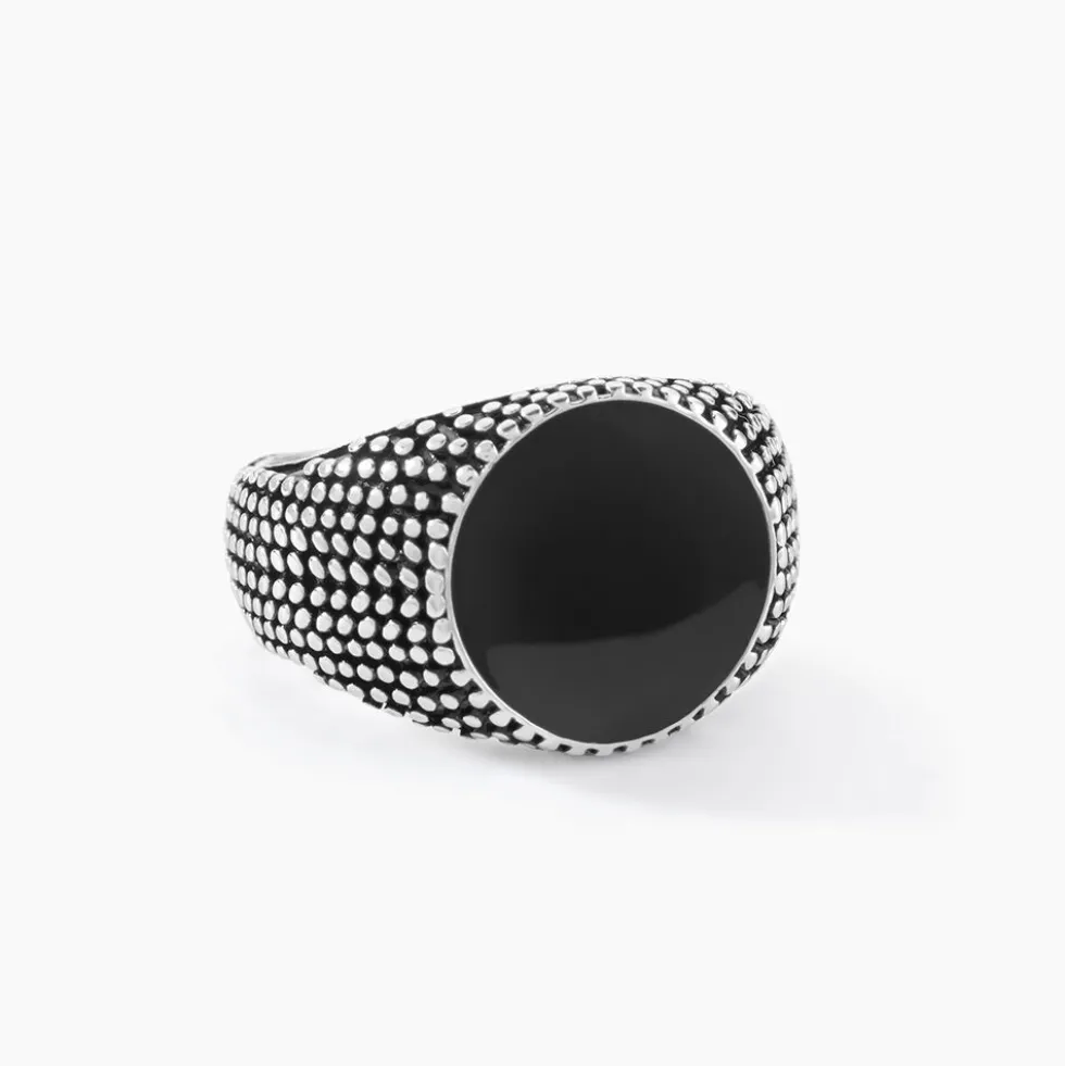 Bague Argent Blanc Tom Email Noir
