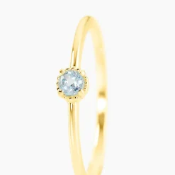 Bague Argent Jaune 925/1000 Cercle Topaze Bleu Sky