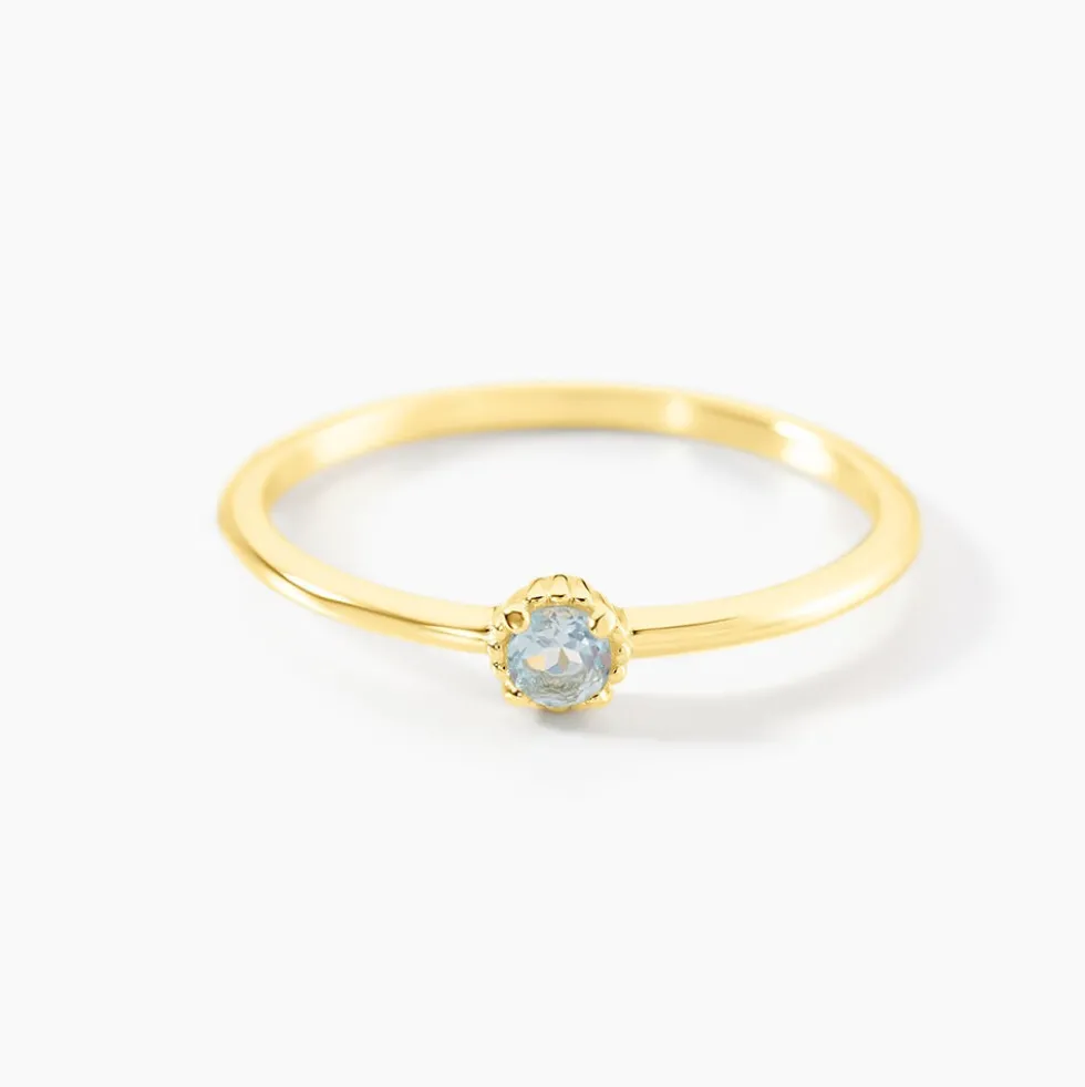 Bague Argent Jaune 925/1000 Cercle Topaze Bleu Sky
