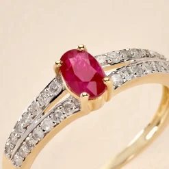 Bague Carlton Or Jaune Rubis Diamant
