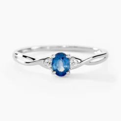Bague Cassie Or Blanc Saphir Et Diamant