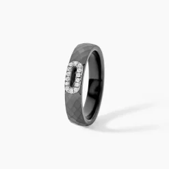 Bague Ceramik Design Argent Blanc Oxyde De Zirconium Et Céramique