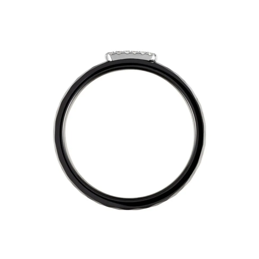 Bague Ceramik Design Argent Blanc Oxyde De Zirconium Et Céramique