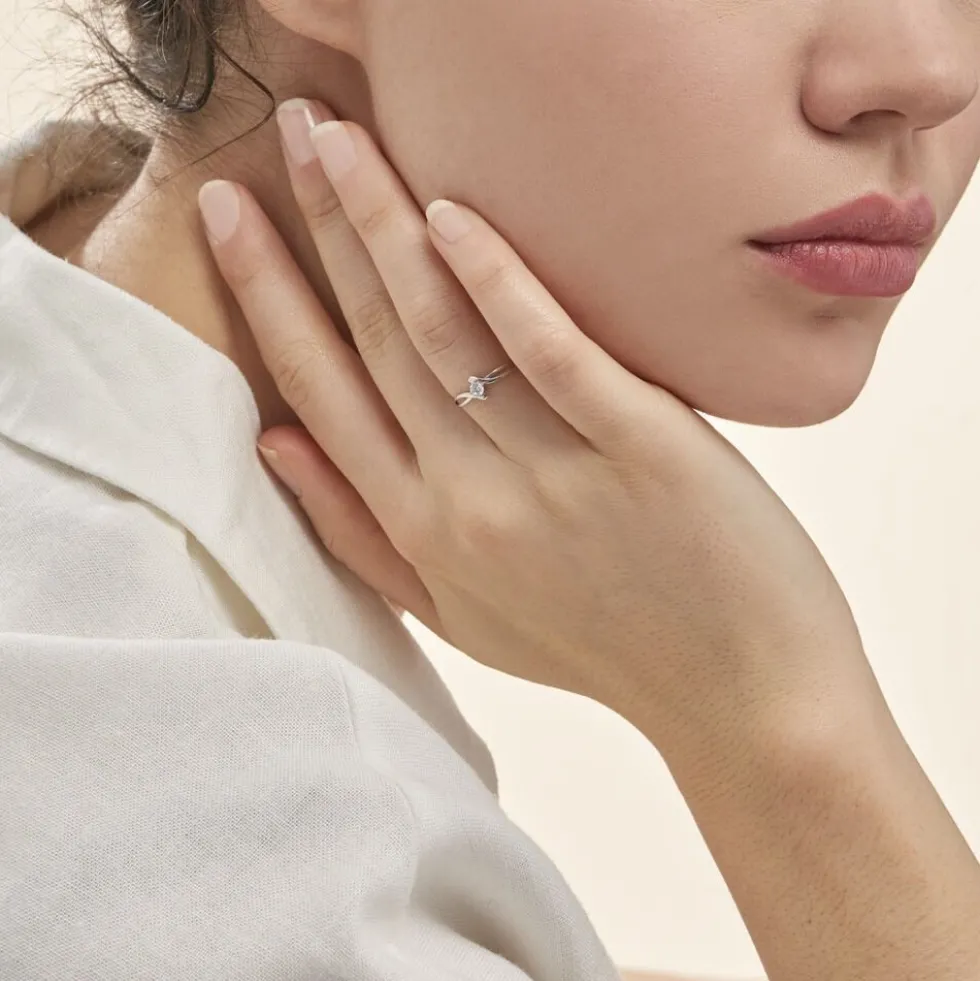 Bague Chamirame Or Blanc Oxyde De Zirconium