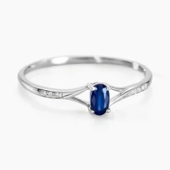 Bague Charmante Or Blanc Saphir Et Diamant