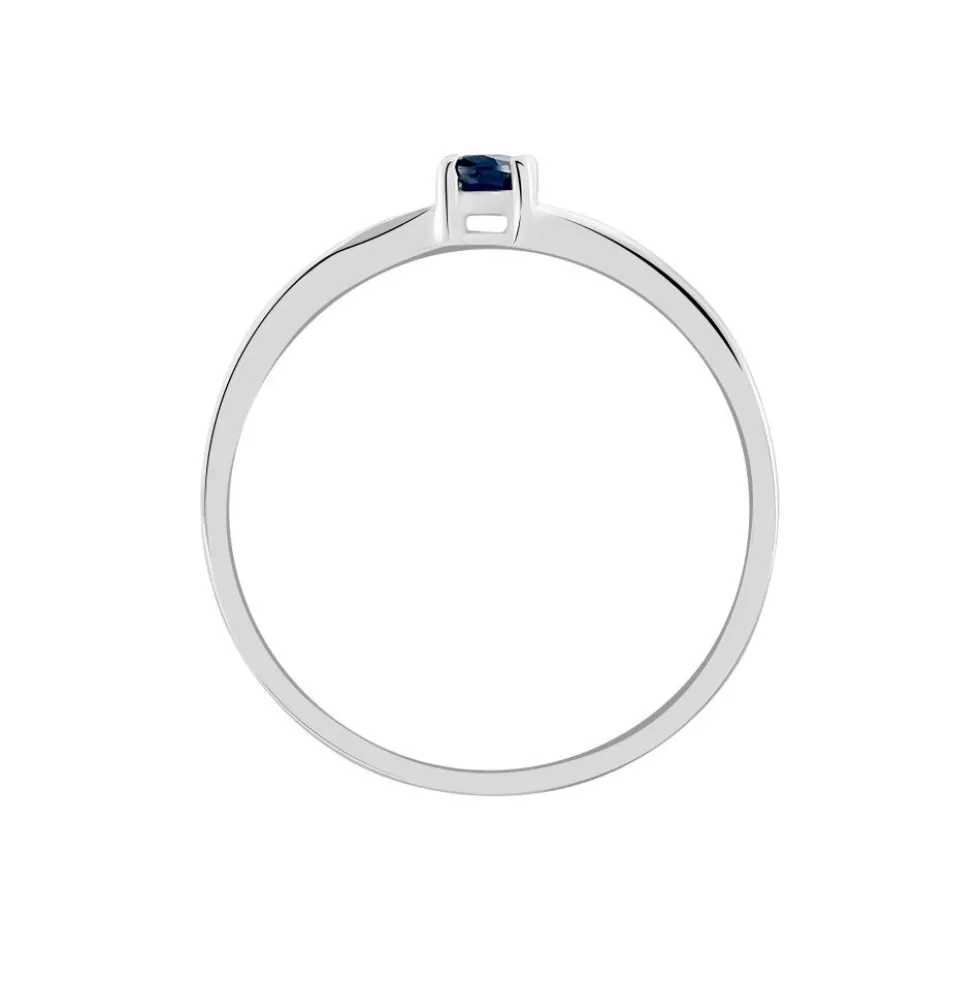 Bague Charmante Or Blanc Saphir Et Diamant