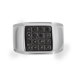 Bague Chevalière Acier Vieillit Teodor Oxydes De Zirconium