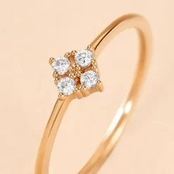 Bague éclat Perlé Plaqué Or Oxyde De Zirconium