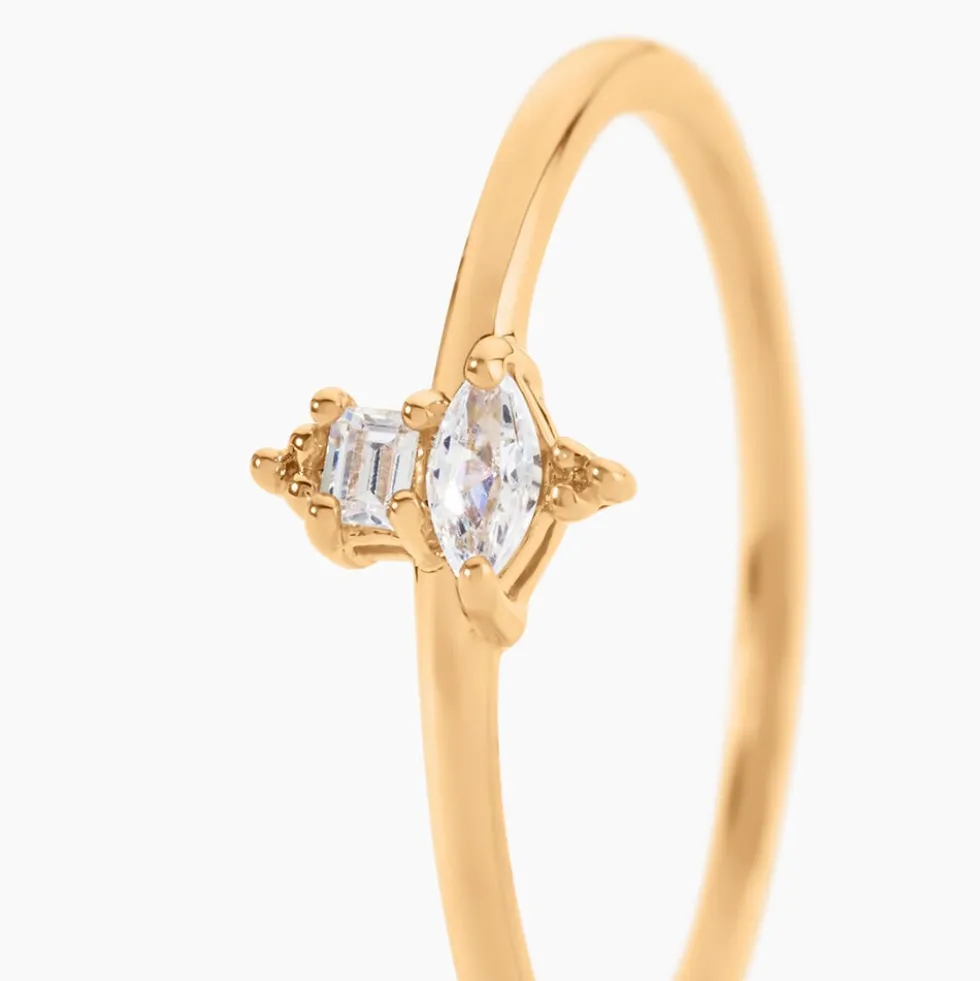 Bague éclat Perlé Plaqué Or Oxyde De Zirconium