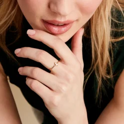 Bague éclat Perlé Plaqué Or Oxyde De Zirconium