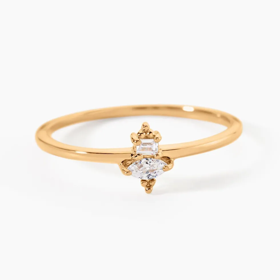 Bague éclat Perlé Plaqué Or Oxyde De Zirconium