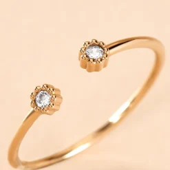 Bague éclat Perlé Plaqué Or Oxyde De Zirconium
