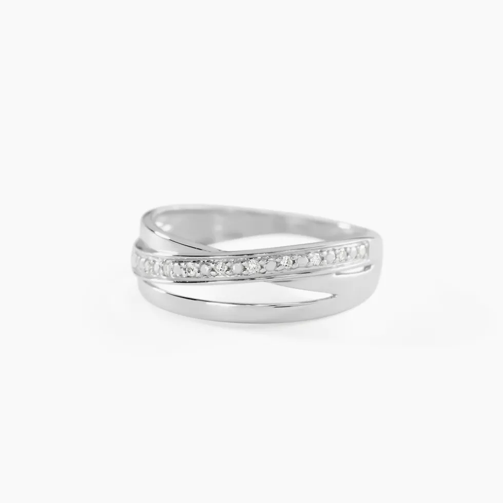 Bague Croisee Or Blanc Diamant