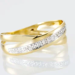 Bague Croisee Or Jaune Diamant