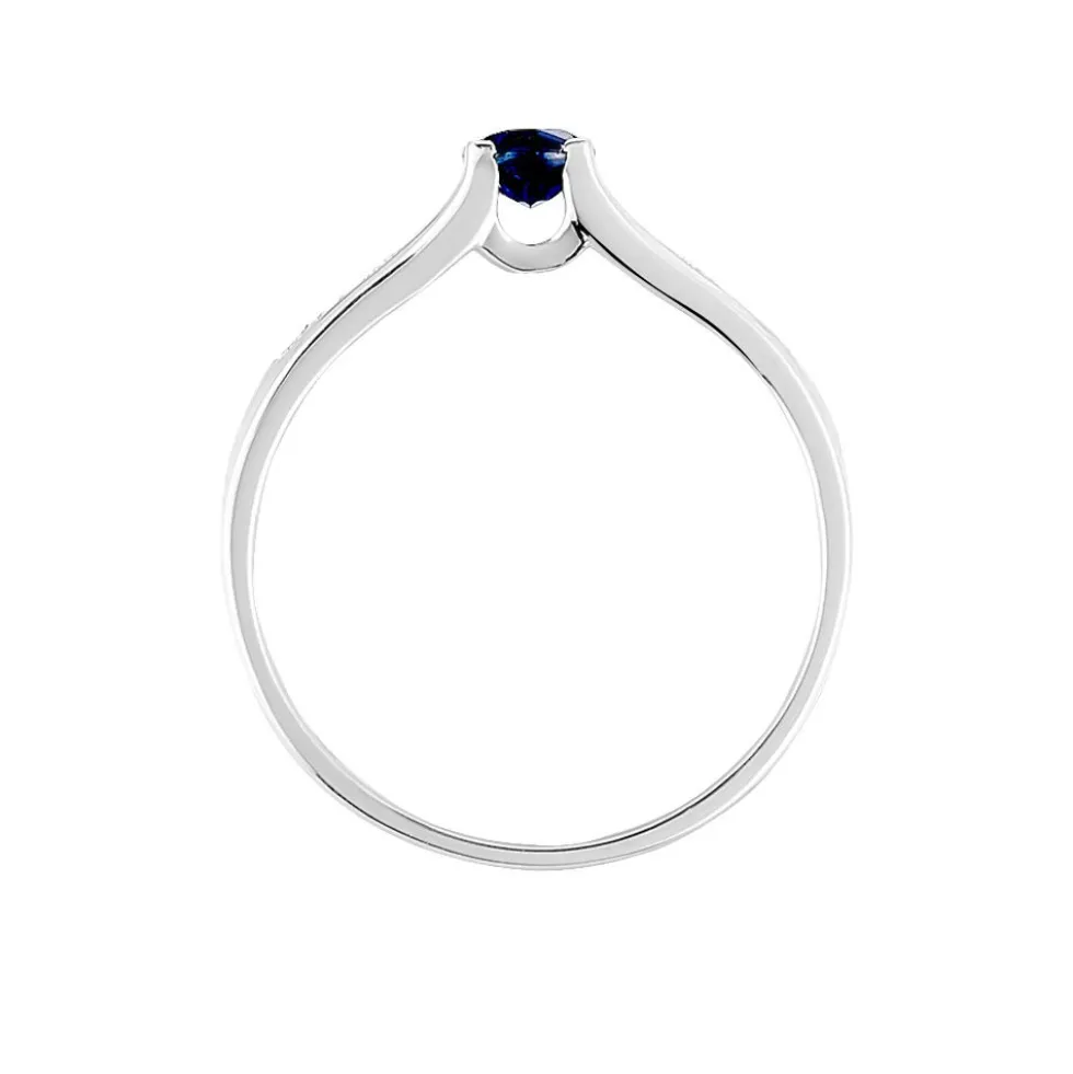 Bague Denise Or Blanc Saphir Et Diamant