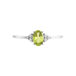 Bague Diapre Or Blanc Péridot Oxyde De Zirconium