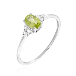 Bague Diapre Or Blanc Péridot Oxyde De Zirconium