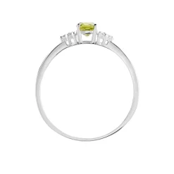 Bague Diapre Or Blanc Péridot Oxyde De Zirconium