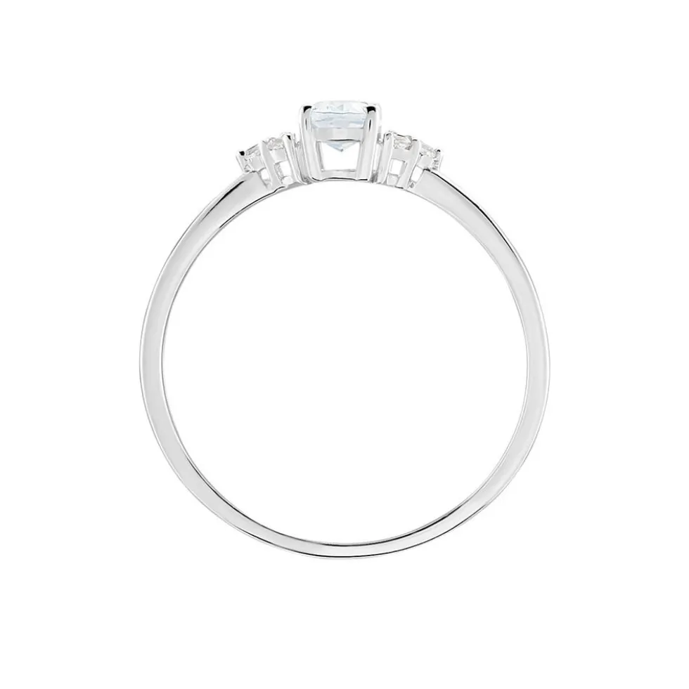 Bague Diapre Or Blanc Topaze Oxyde De Zirconium