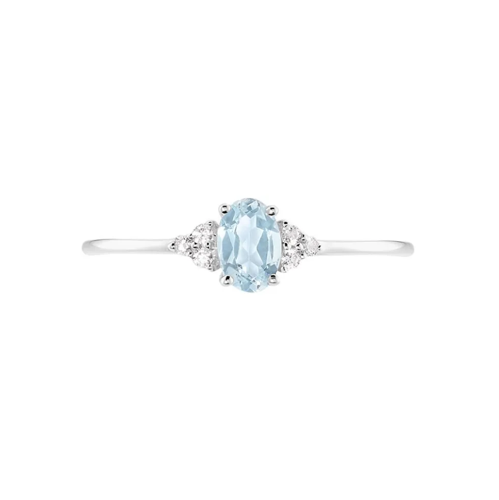 Bague Diapre Or Blanc Topaze Oxyde De Zirconium