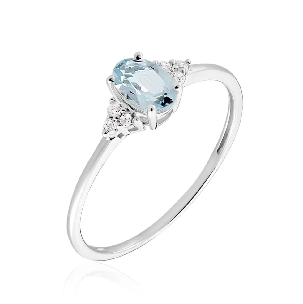 Bague Diapre Or Blanc Topaze Oxyde De Zirconium