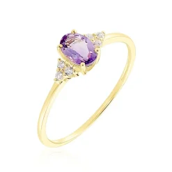 Bague Diapre Or Jaune Améthyste Oxyde De Zirconium