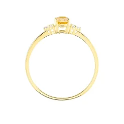 Bague Diapre Or Jaune Citrine Oxyde De Zirconium