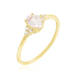 Bague Diapre Or Jaune Quartz Oxyde De Zirconium