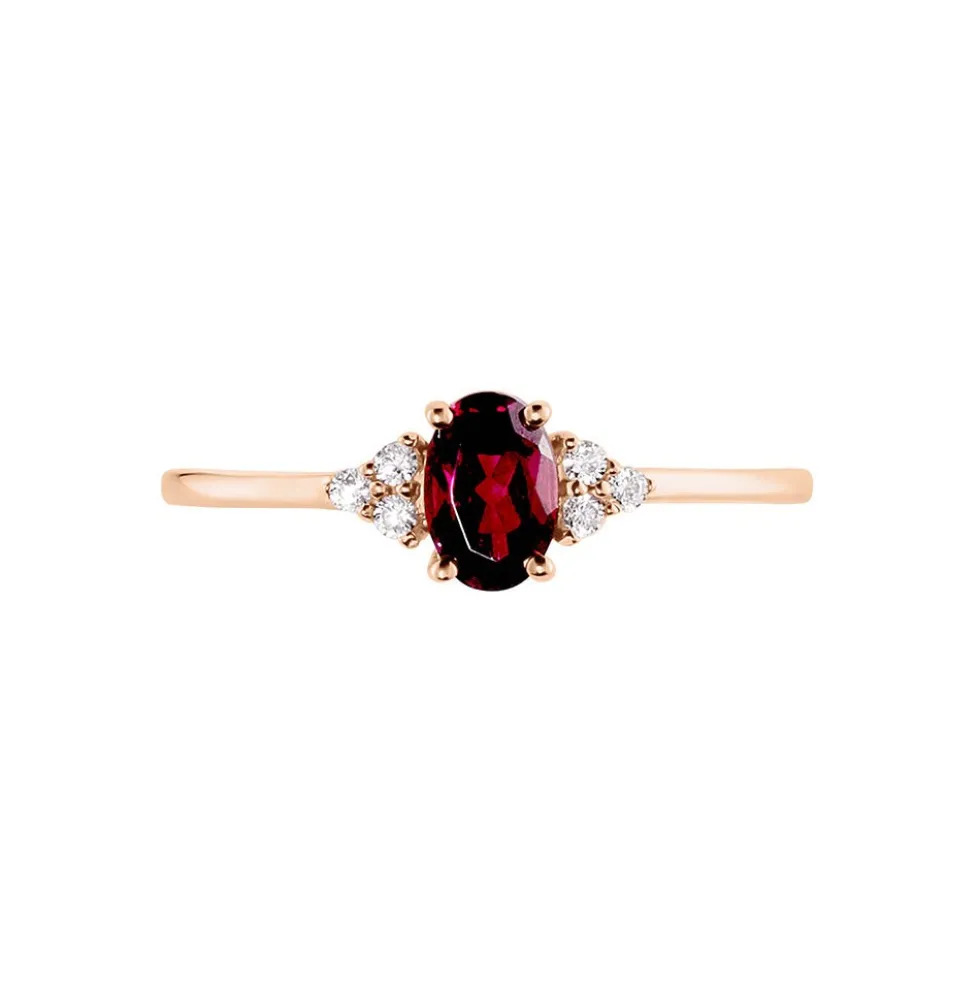 Bague Diapre Or Rose Rhodolite Oxyde De Zirconium