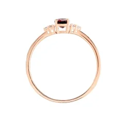 Bague Diapre Or Rose Rhodolite Oxyde De Zirconium