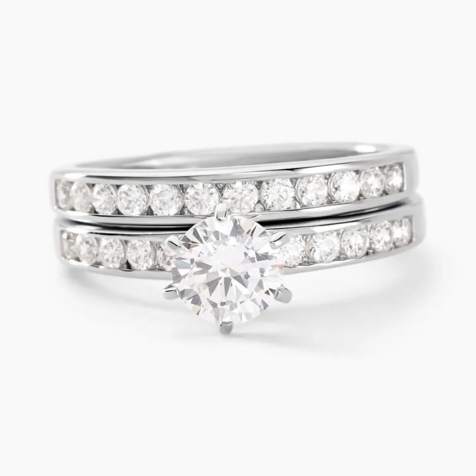 Bague Double Jeu Argent Blanc Oxyde De Zirconium