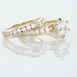 Bague Double Jeu Plaqué Or Jaune Oxyde De Zirconium