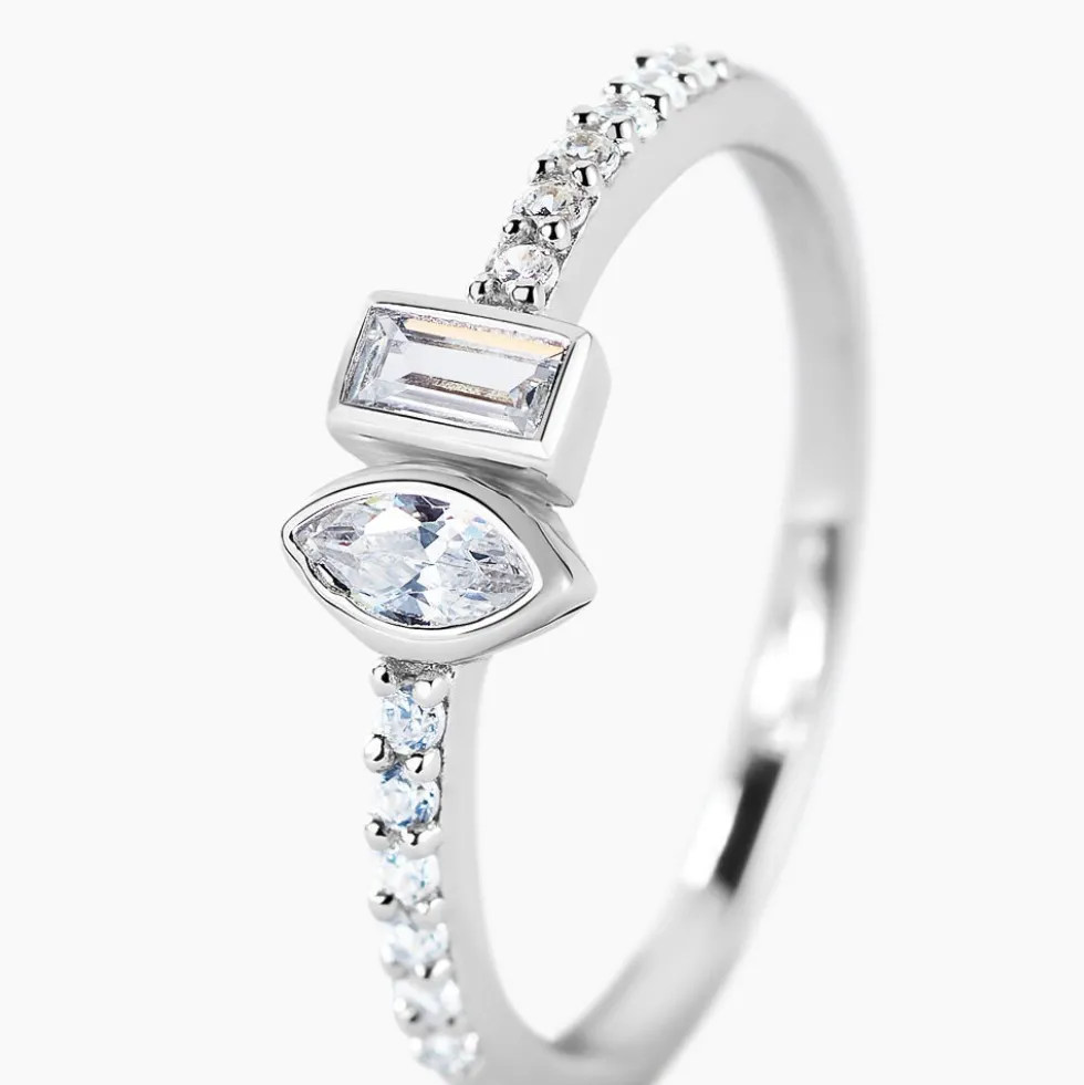 Bague Dua Argent Blanc Oxyde De Zirconium