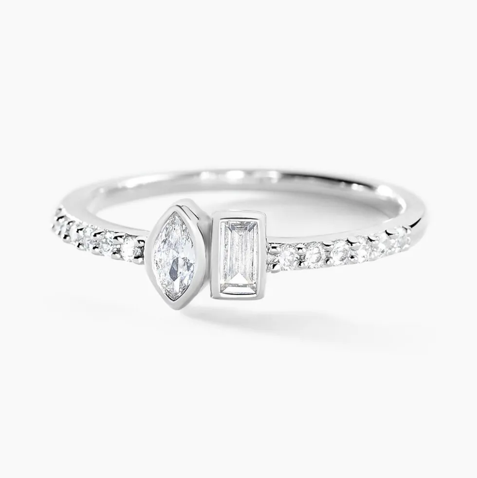 Bague Dua Argent Blanc Oxyde De Zirconium