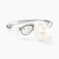 Bague Dua Argent Blanc Perle De Culture Oxyde De Zirconium